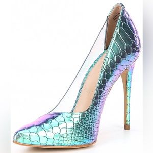 NWOB Aldo Mermaid Metallic Embossed Clear Pump Heels